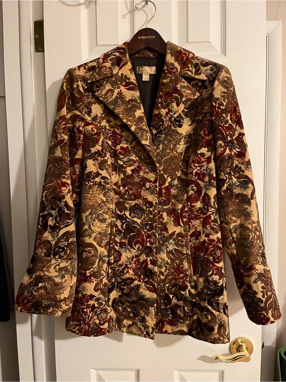 Nordstrom Floral Velvet Blazer Jacket in Beige, Brown and Burgundy